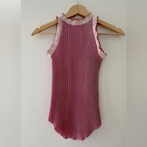 Vintage Striped Sleeveless Top in Pink and White